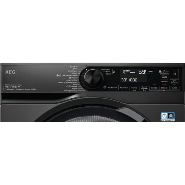 AEG Lave-linge séchant LWR73A166NV – 10/6 kg – 1600 tr/min – ProSteam – Pose libre