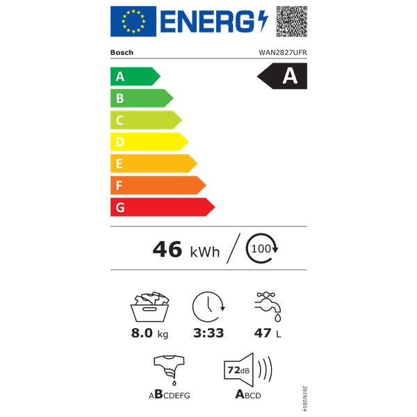 BOSCH Lave-linge frontal WAN2827UFR garantie 5 ans