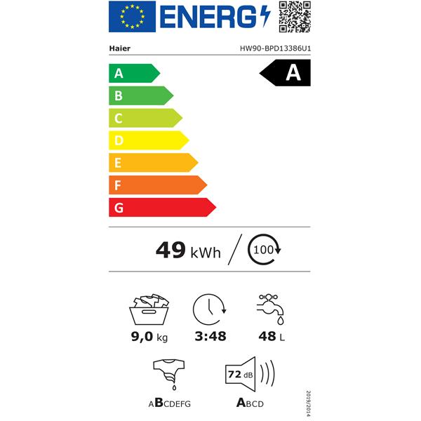 HAIER Lave-linge top HW90-BPD13386U-S – 9 kg – 1300 tr/min – Classe A